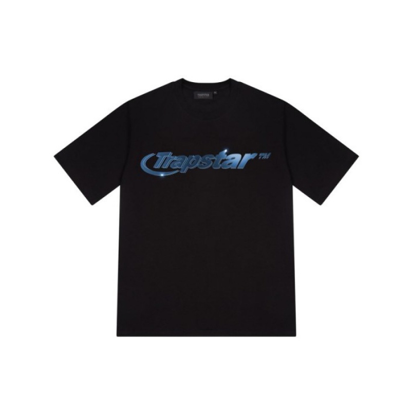 Black Trapstar Hyperdrive High Density Tee Men's T Shirts India | NS20-572