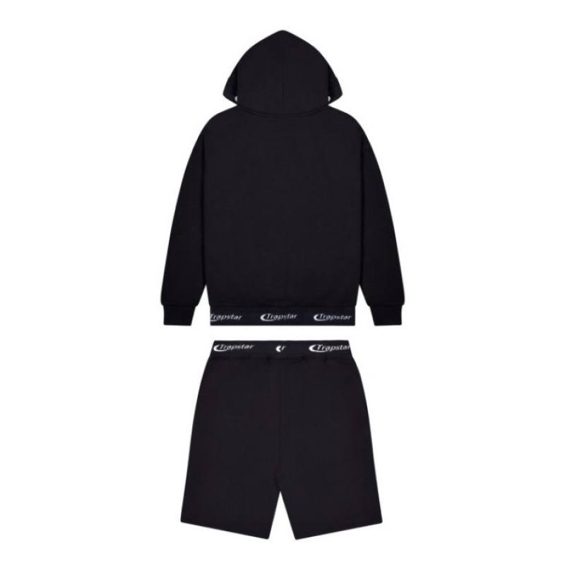 Black Trapstar Hyperdrive Rib Hoodie Shorts Set Men's Tracksuit India | RF09-787