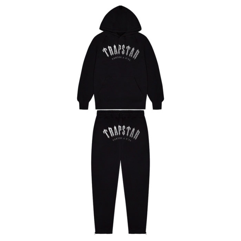 Black Trapstar Irongate Arch It\'s A Secret Hooded Gel Men\'s Tracksuit India | BE93-627