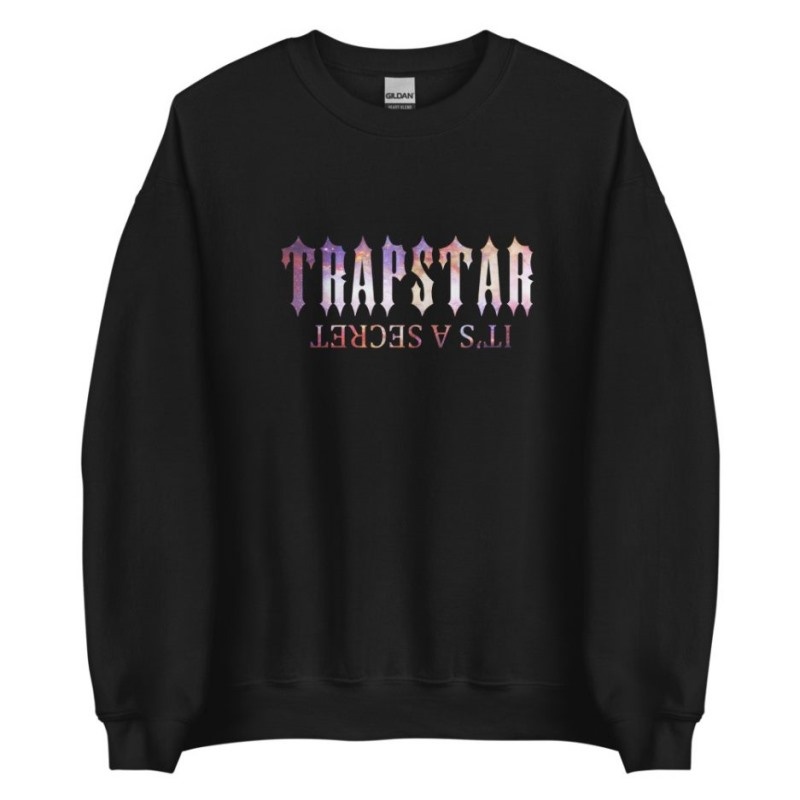 Black Trapstar It’s A Secret Funny Galaxy Men\'s Sweatshirts India | MQ49-700