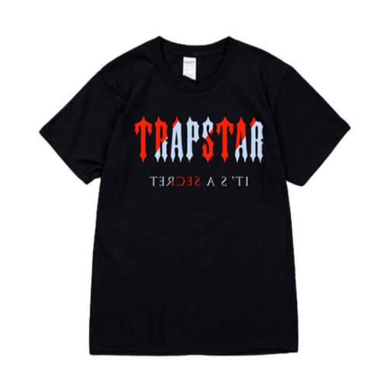 Black Trapstar It\'s a Secret Short Sleeve Men\'s T Shirts India | AZ48-564