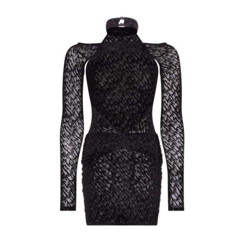 Black Trapstar Jacquard Mesh Women's Dress India | FO23-436