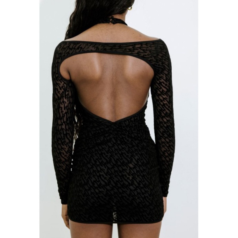 Black Trapstar Jacquard Mesh Women's Dress India | FO23-436