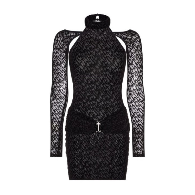 Black Trapstar Jacquard Mesh Women\'s Dress India | FO23-436