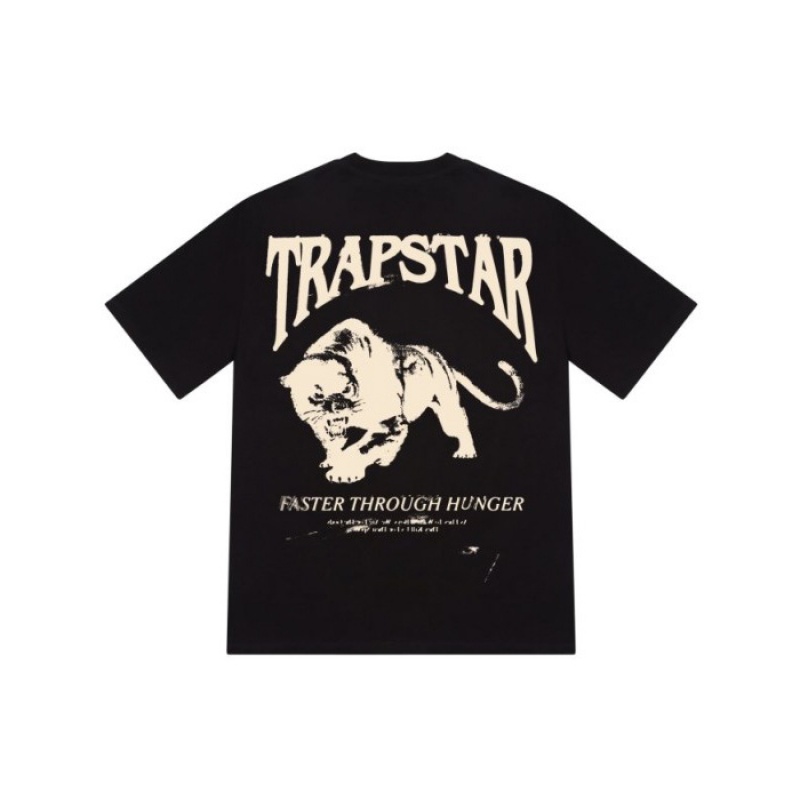 Black Trapstar Panthera Tee Men's T Shirts India | AV27-964