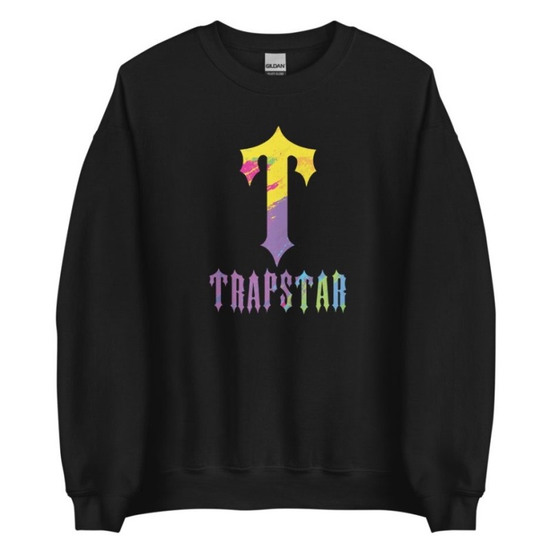 Black Trapstar T-For Print Men\'s Sweatshirts India | ZW65-846