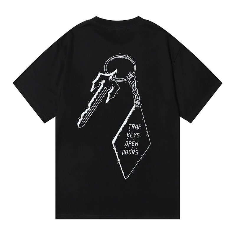 Black Trapstar Trap Star Keys Open Doors Men\'s T Shirts India | CY15-211