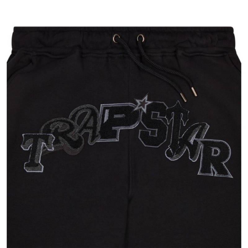 Black Trapstar Wildcard Chenille Jogging Bottoms Men's Pants India | FY14-949