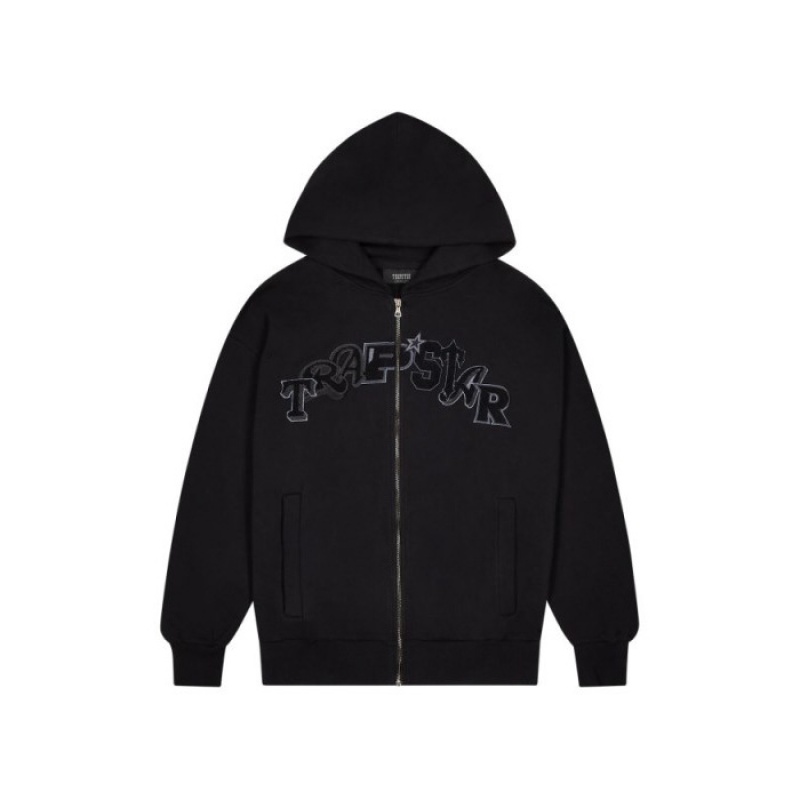 Black Trapstar Wildcard Chenille Zip Hoodie Men\'s Tracksuit India | XK70-001