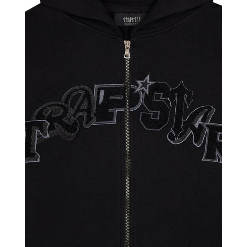 Black Trapstar Wildcard Chenille Zip Men's Hoodie India | RR96-150