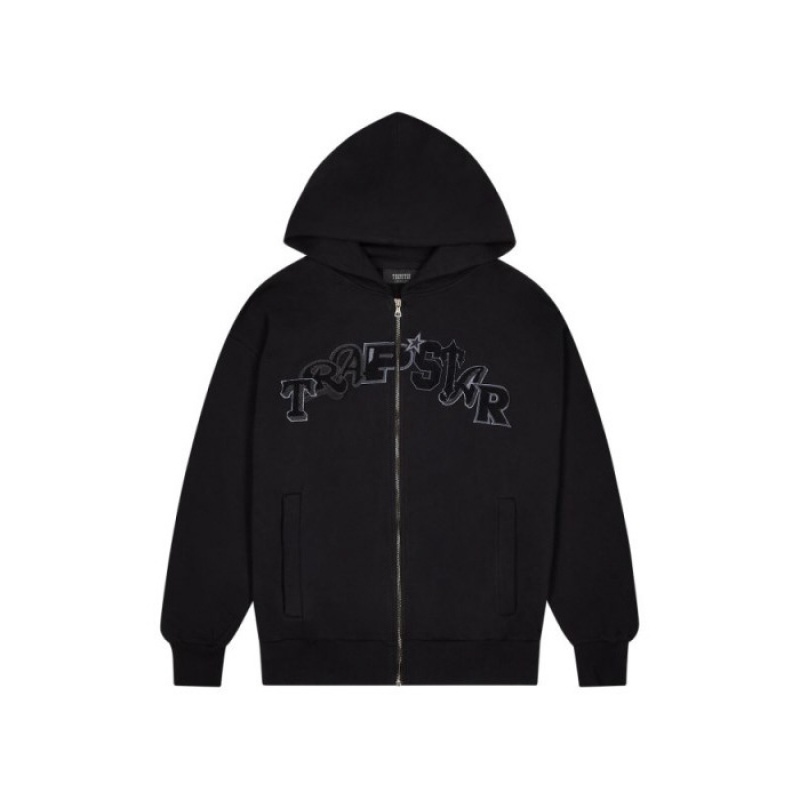 Black Trapstar Wildcard Chenille Zip Men\'s Hoodie India | RR96-150