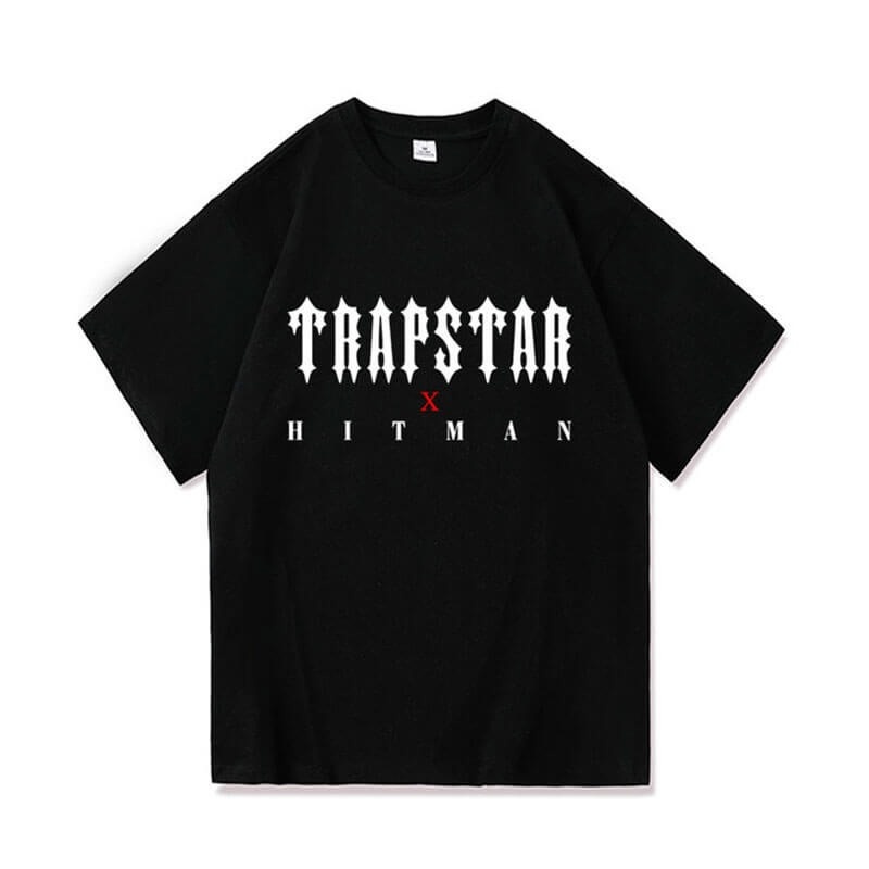 Black Trapstar X Hitman Men\'s T Shirts India | LY96-139