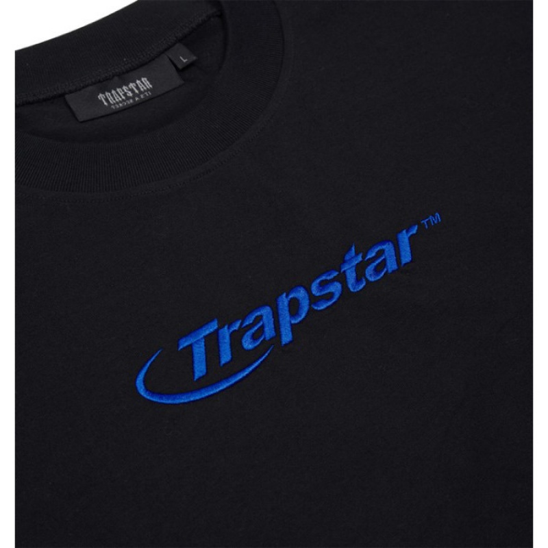 Black / Blue Trapstar Hyperdrive Embroidered Tee Men's T Shirts India | NI87-418