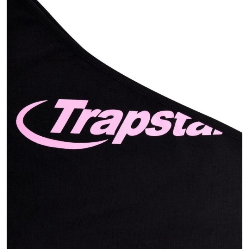 Black / Pink Trapstar Hyperdrive One Shoulder Vest Women's Top India | FT37-431