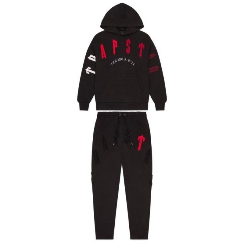 Black / Red Trapstar Irongate Arch Chenille 2.0 Men\'s Tracksuit India | PO01-800