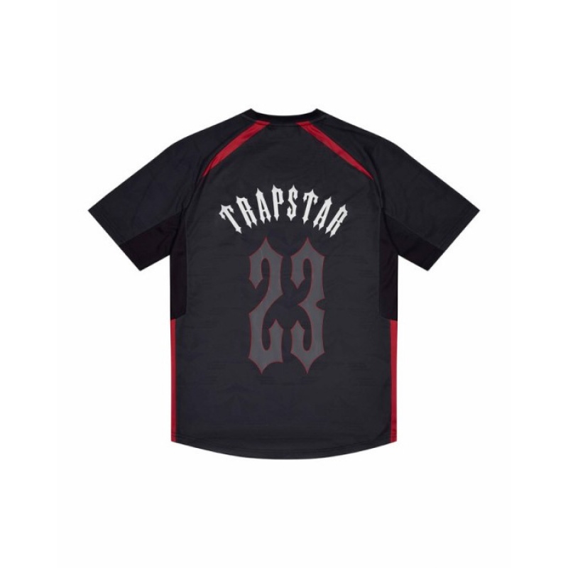 Black / Red Trapstar Irongate Football Jersey Men's T Shirts India | NR62-263