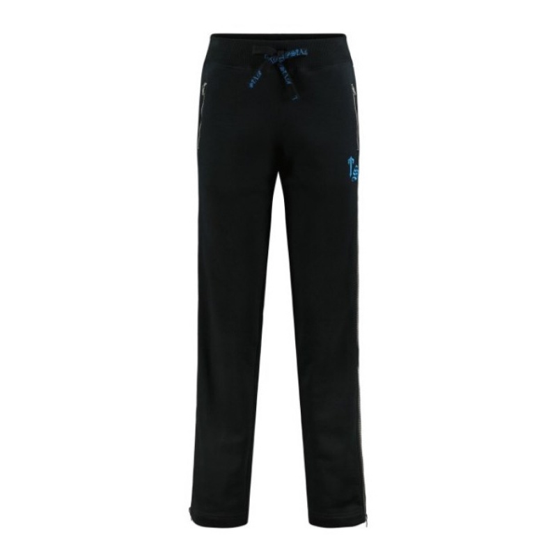 Black / Turquoise Trapstar Script Zip Leg Jogging Bottoms Women\'s Pants India | QG03-610