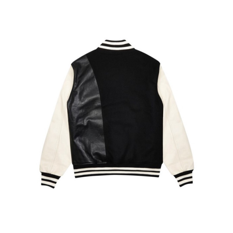 Black / White Trapstar Hyperdrive T Chenille Varsity Jacket Men's Outerwear India | TG12-717