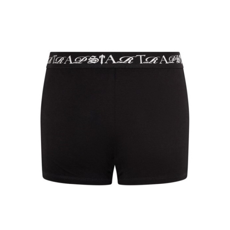 Black / White Trapstar Script Boxer Women's Shorts India | SN97-706