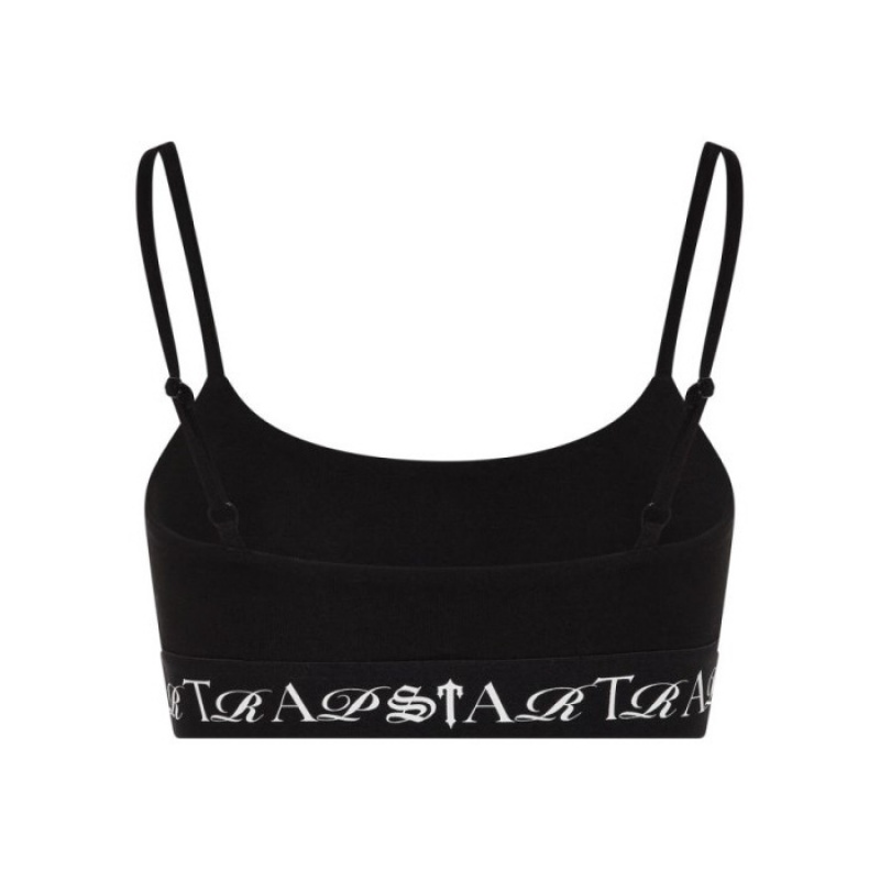 Black / White Trapstar Script Bra Women's Top India | QE00-001