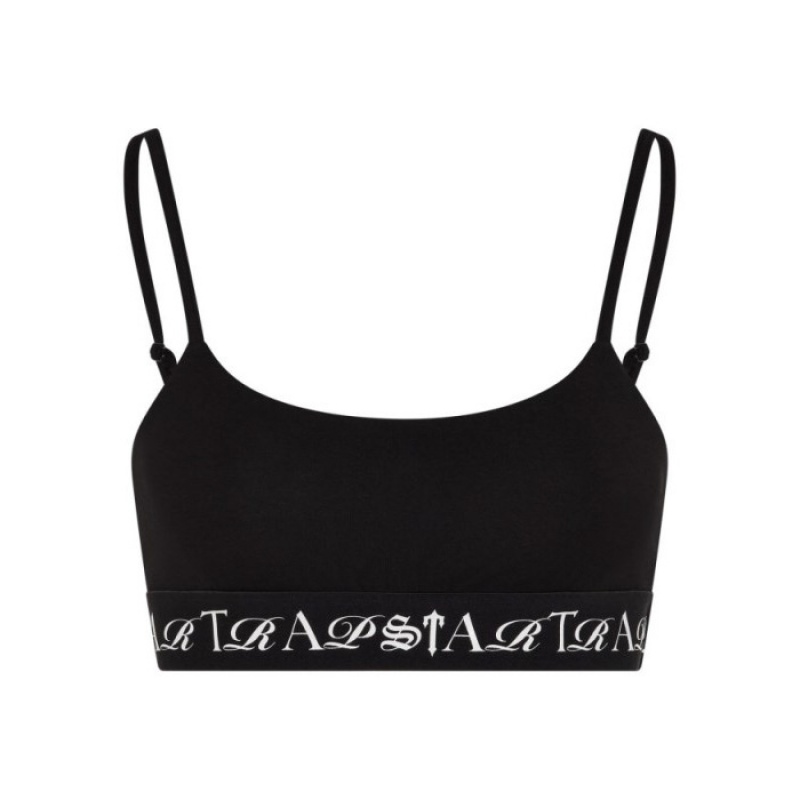 Black / White Trapstar Script Bra Women\'s Top India | QE00-001