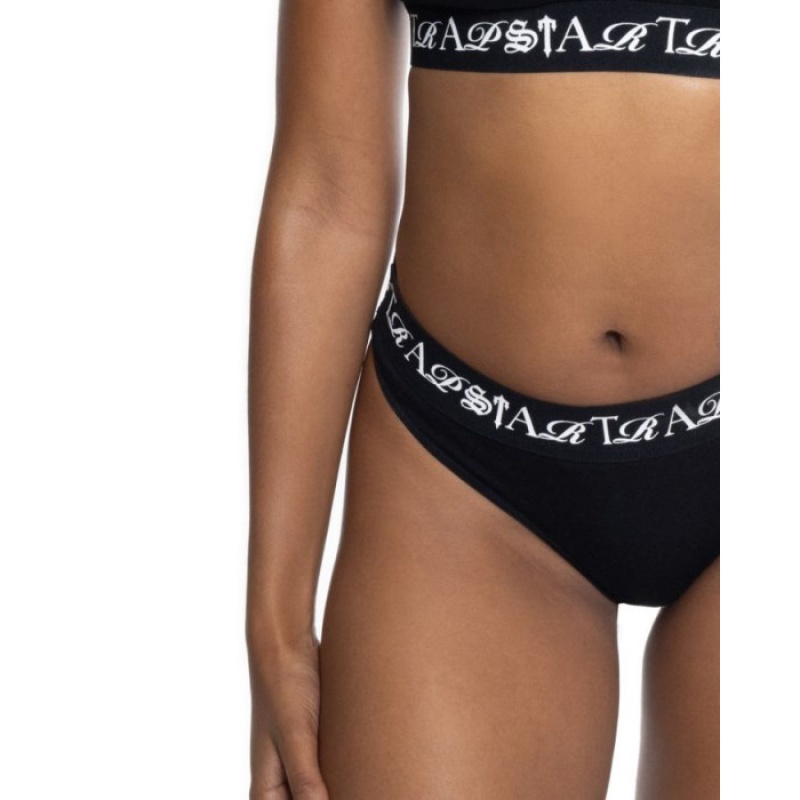 Black / White Trapstar Script Thong Women's Shorts India | XP53-978