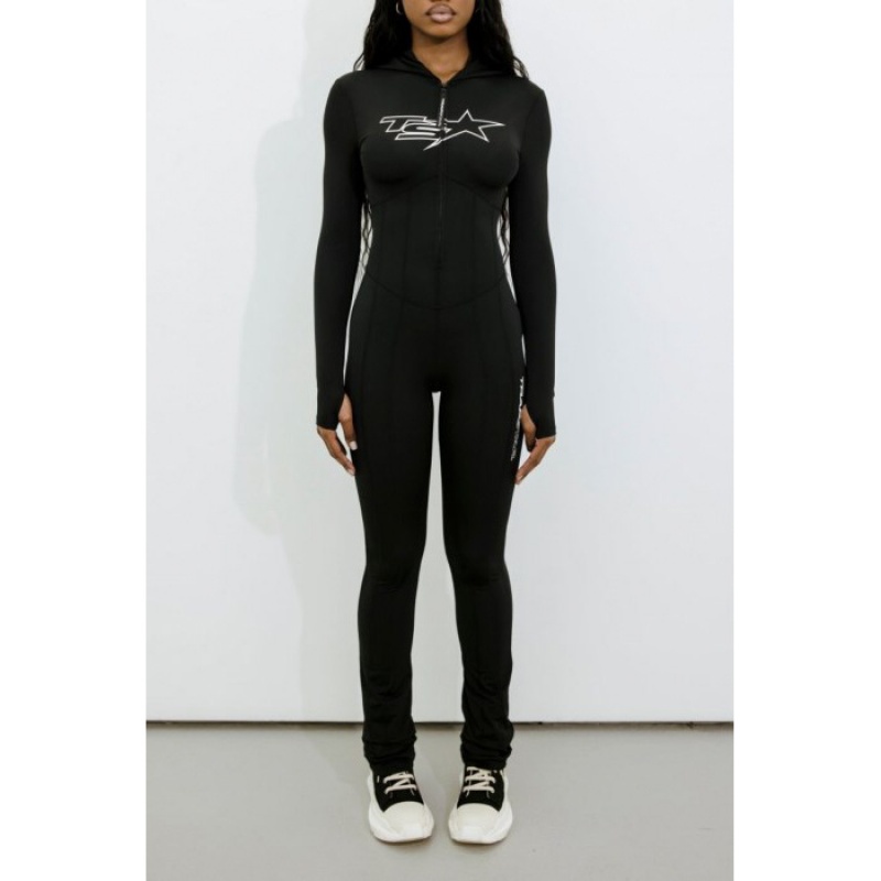 Black / White Trapstar TS Star Women's Bodysuit India | NY92-484