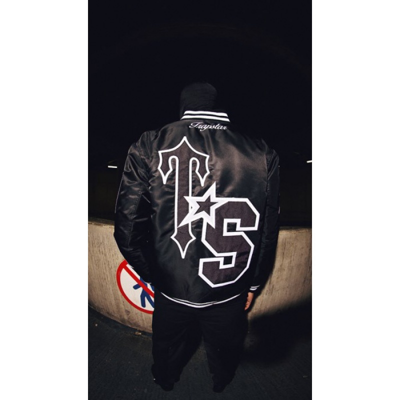 Blackout Edition Trapstar Wildcard Varsity Jacket Men's Outerwear India | IE41-159