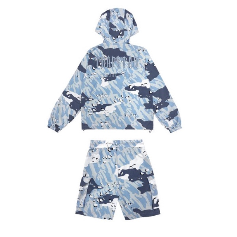 Blue Camo Trapstar Decoded Camo Windbreaker Men's Outerwear India | AJ67-355