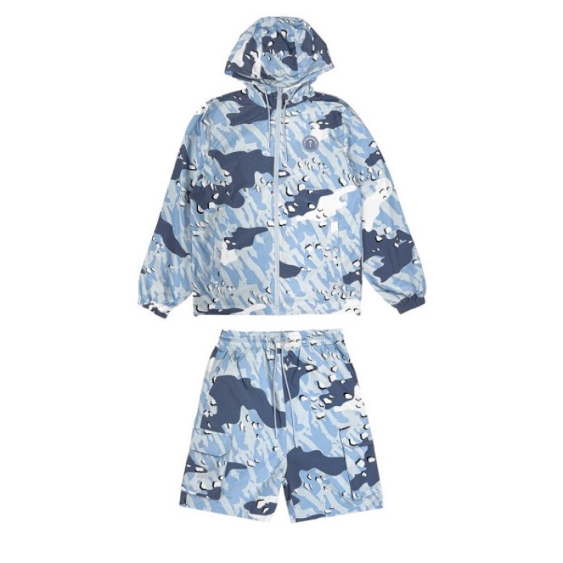 Blue Camo Trapstar Decoded Camo Windbreaker Men's Outerwear India | AJ67-355