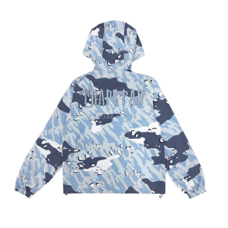 Blue Camo Trapstar Decoded Camo Windbreaker Men\'s Outerwear India | AJ67-355