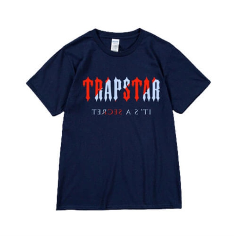 Blue Trapstar It\'s a Secret Short Sleeve Men\'s T Shirts India | IT81-986