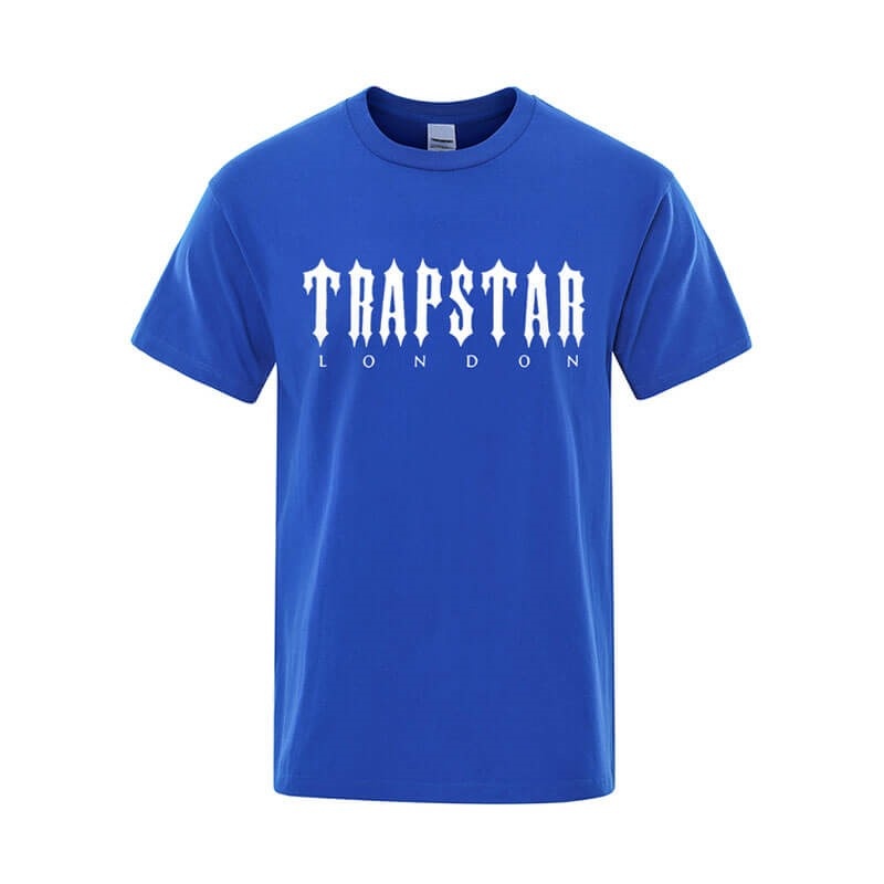 Blue Trapstar London Letter Printed Men\'s T Shirts India | AG01-606