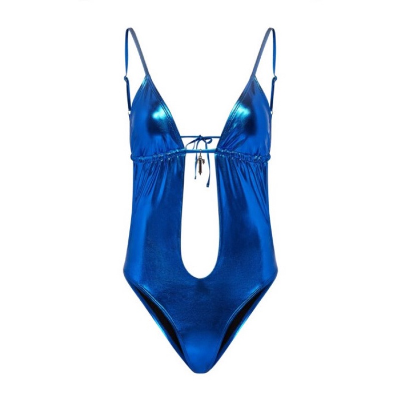 Blue Trapstar Metallic Cutout One Piece Women\'s Swimsuits India | NO09-095