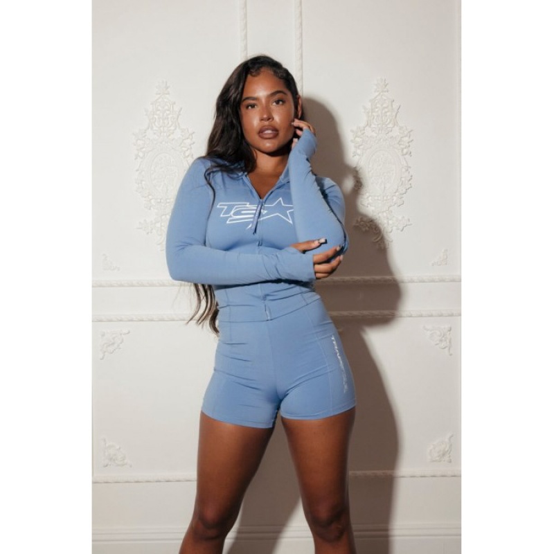 Blue Trapstar TS-Star Zip Women's Top India | PH88-710