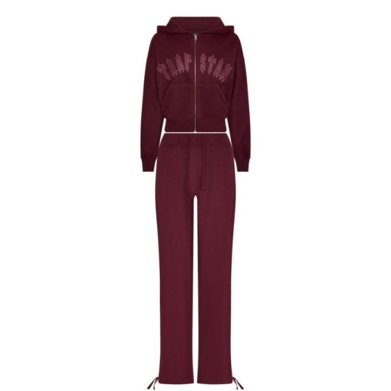 Burgundy Trapstar Mesh Irongate Arch Women's Joggers India | OZ58-959