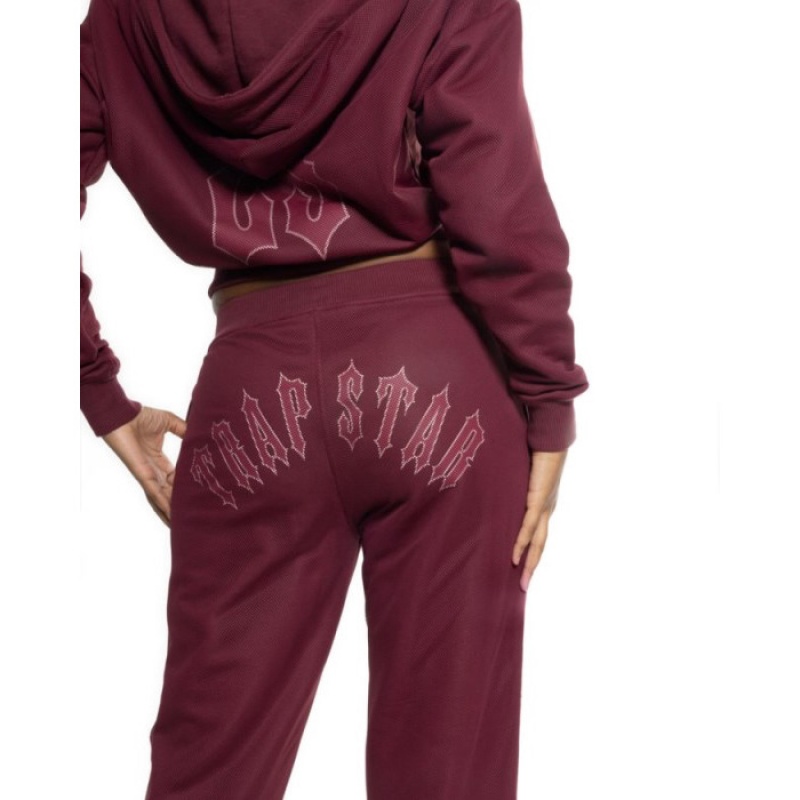 Burgundy Trapstar Mesh Irongate Arch Women's Joggers India | OZ58-959