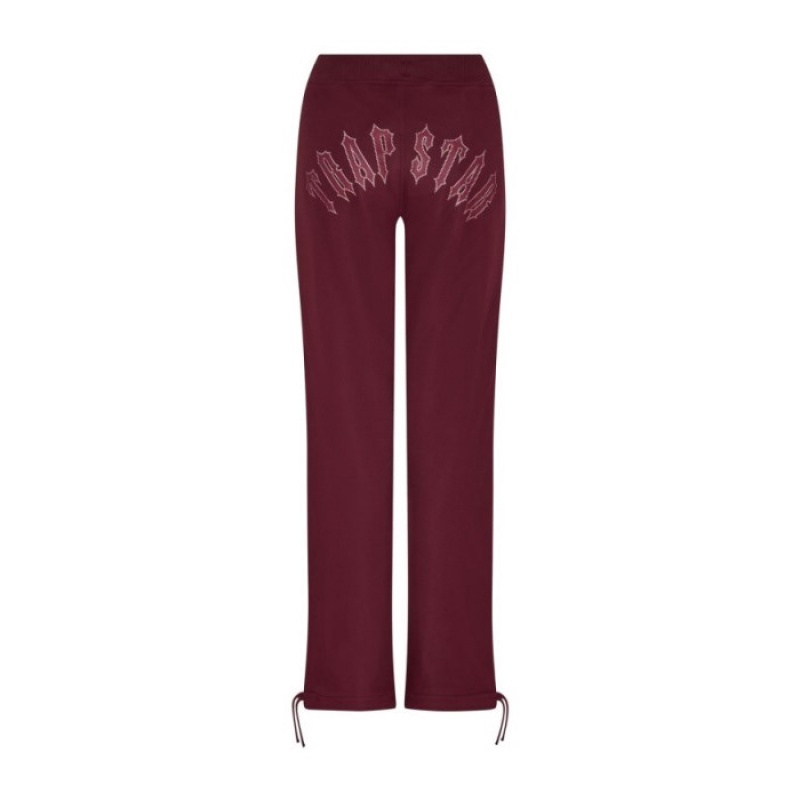 Burgundy Trapstar Mesh Irongate Arch Women\'s Joggers India | OZ58-959