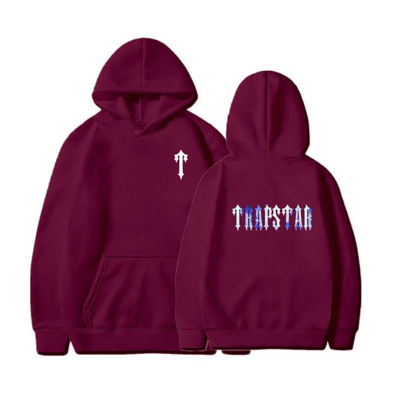 Burgundy Trapstar T Pattern Men\'s Hoodie India | WH06-803