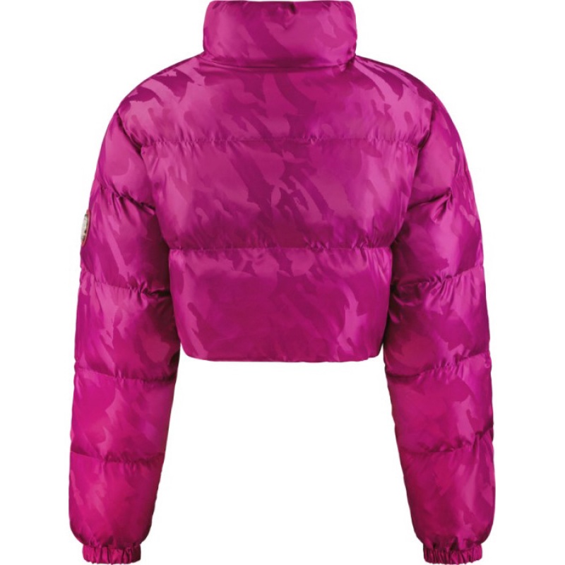 Fuchsia Pink Trapstar Cropped T Jacquard Puffer Women's Jackets India | BL28-465