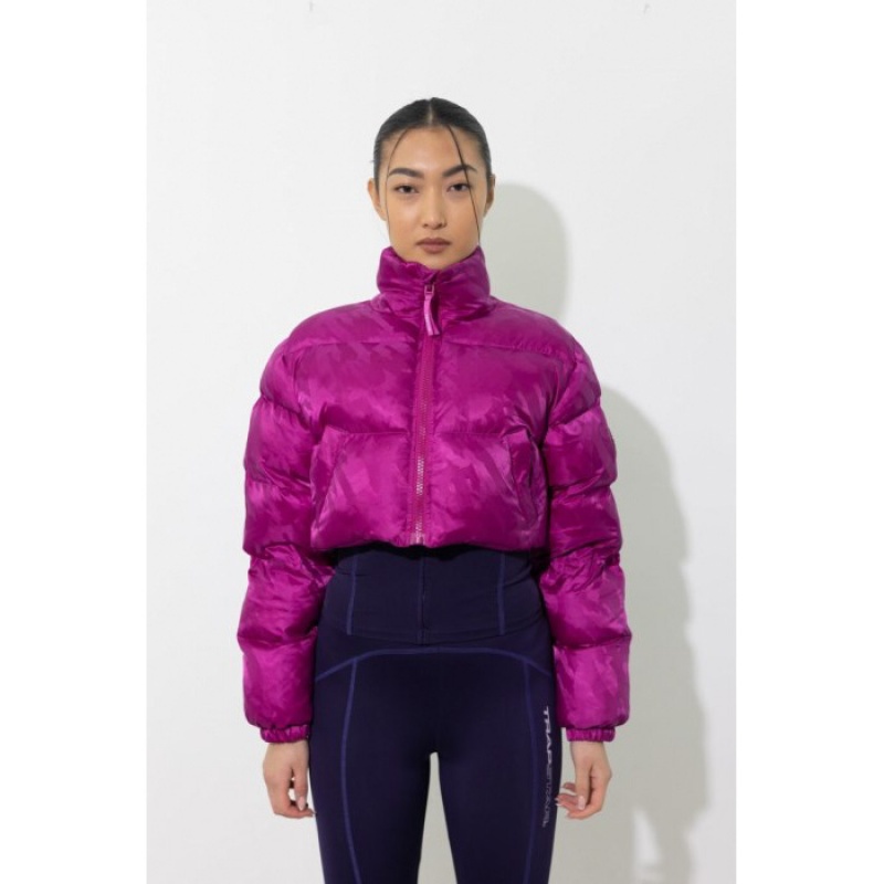 Fuchsia Pink Trapstar Cropped T Jacquard Puffer Women's Jackets India | BL28-465