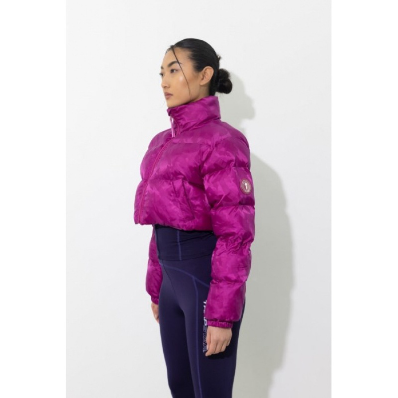 Fuchsia Pink Trapstar Cropped T Jacquard Puffer Women's Jackets India | BL28-465