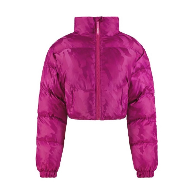 Fuchsia Pink Trapstar Cropped T Jacquard Puffer Women\'s Jackets India | BL28-465