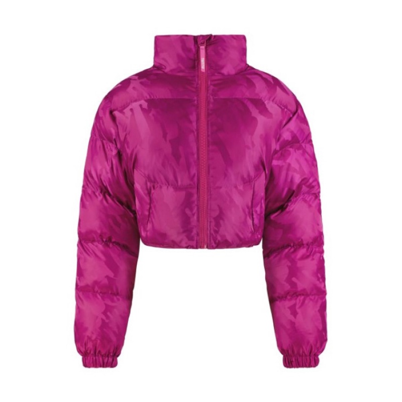 Fuchsia Pink Trapstar Cropped T Jacquard Puffer Men\'s Outerwear India | MP07-464