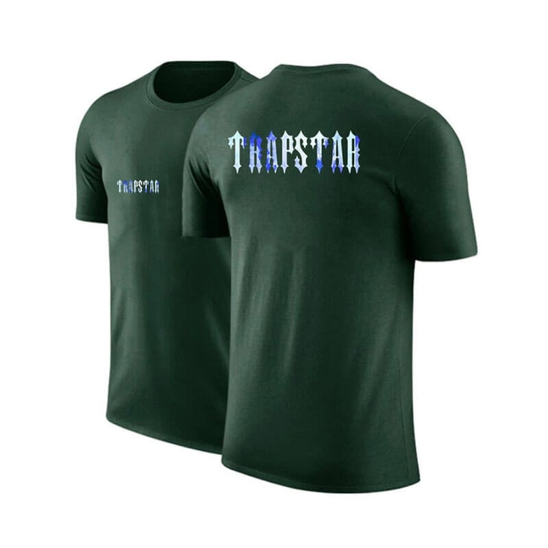 Green Trapstar Shorts Sleeve Round-Neck Men\'s T Shirts India | YF03-282