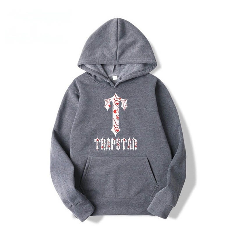 Grey Trapstar Anime T-Flowers Pattern Men\'s Hoodie India | QQ28-367