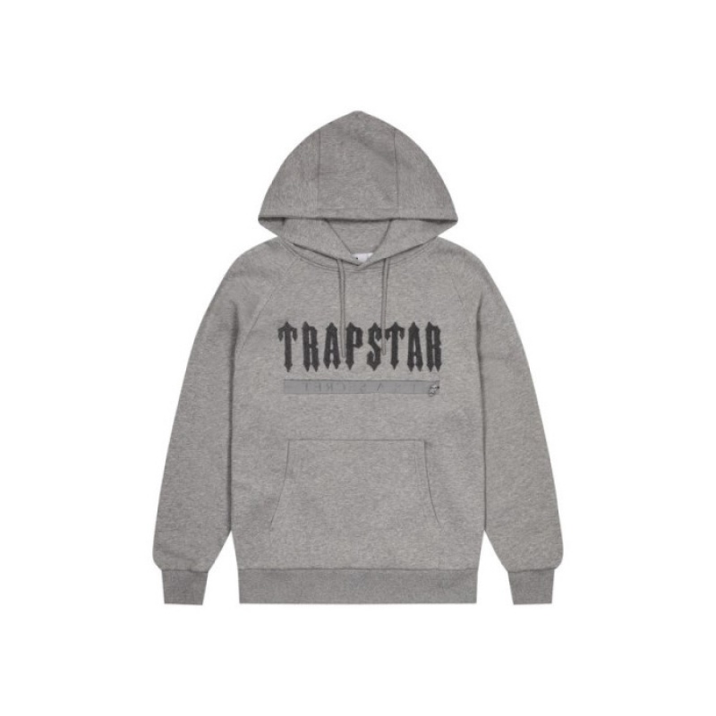 Grey Trapstar Decoded Chenille 2.0 Hoodie Men's Tracksuit India | OB96-056