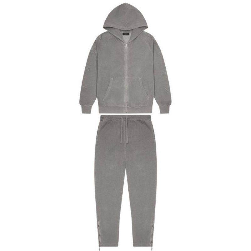 Grey Trapstar Irongate Patchwork Zip Hoodie Men\'s Tracksuit India | EH12-166