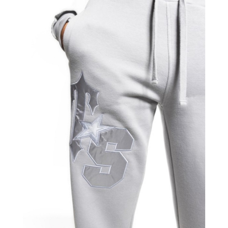 Grey Trapstar TS-Star Silver Satin Applique Loose Fit Women's Joggers India | VI79-673