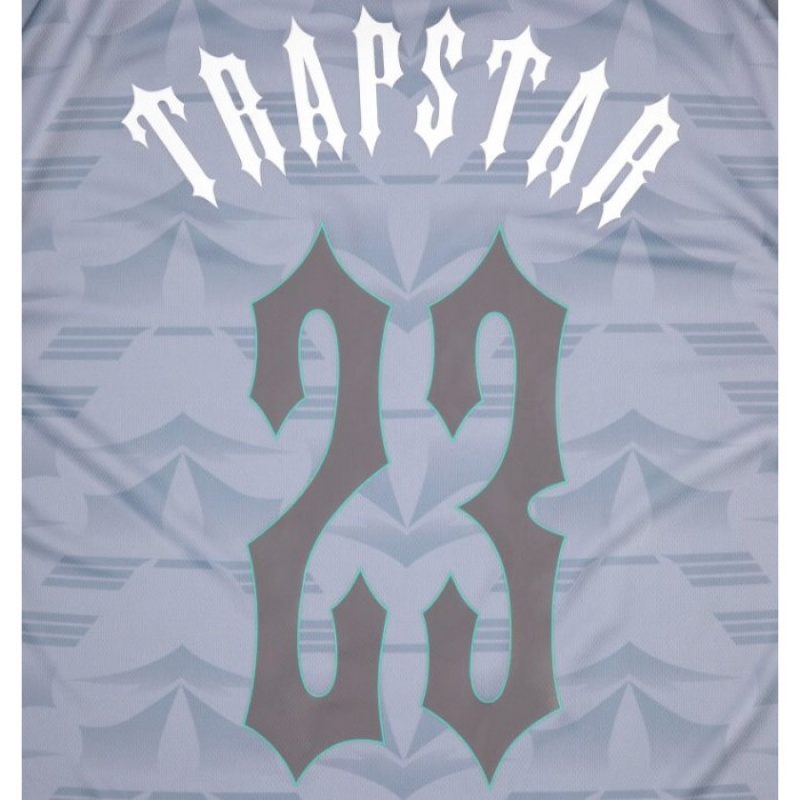 Grey / Blue Trapstar Irongate Football Jersey Men's T Shirts India | NX88-778